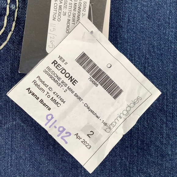 NEW! RE/DONE 90s Mini Skirt Chunky Stitch Indigo Size 25 Denim $265 msrp  I6-3 - Picture 6 of 10